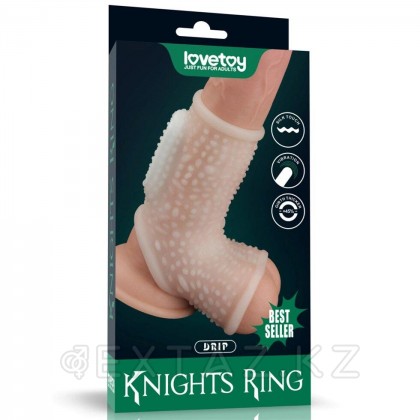 Насадка на пенис с вибрацией с рукавом для мошонки Drip Knights Ring  (13,3*2,8) от sex shop Extaz