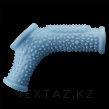 Насадка на пенис с вибрацией с рукавом для мошонки Drip Knights Ring голубая (13,3*2,8) от sex shop Extaz фото 7