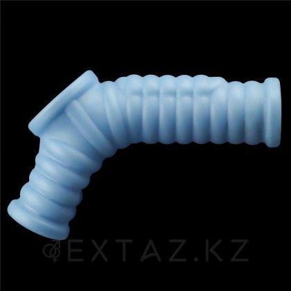 Насадка на пенис с вибрацией с рукавом для мошонки Wave Knights Ring голубая (14,4*2,8) от sex shop Extaz фото 5
