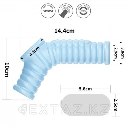 Насадка на пенис с вибрацией с рукавом для мошонки Wave Knights Ring голубая (14,4*2,8) от sex shop Extaz фото 6