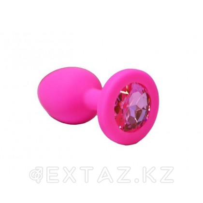 Анальная пробка из розового силикона с розовым кристаллом (размер S) от sex shop Extaz