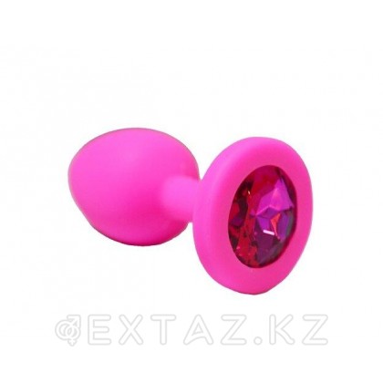 Анальная пробка из розового силикона с тёмно-розовым кристаллом (размер S) от sex shop Extaz