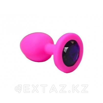 Анальная пробка из розового силикона с фиолетовым кристаллом (размер S) от sex shop Extaz
