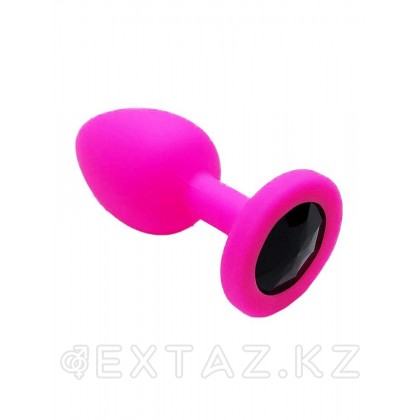 Анальная пробка из розового силикона с чёрным кристаллом (размер S) от sex shop Extaz