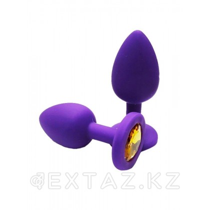 Анальная пробка из фиолетового силикона с жёлтым кристаллом (размер S) от sex shop Extaz фото 2