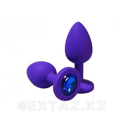 Анальная пробка из фиолетового силикона с синим кристаллом (размер S) от sex shop Extaz фото 2