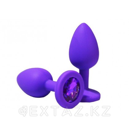 Анальная пробка из фиолетового силикона с фиолетовым кристаллом (размер S) от sex shop Extaz фото 2