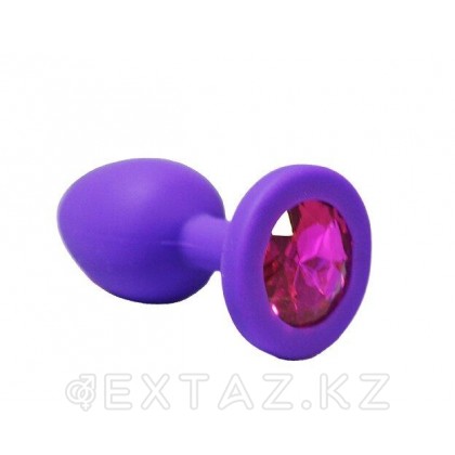 Анальная пробка из фиолетового силикона с розовым кристаллом (размер S) от sex shop Extaz