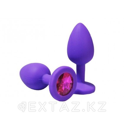 Анальная пробка из фиолетового силикона с розовым кристаллом (размер S) от sex shop Extaz фото 2