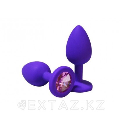 Анальная пробка из фиолетового силикона со светло-розовым кристаллом (размер S) от sex shop Extaz фото 2