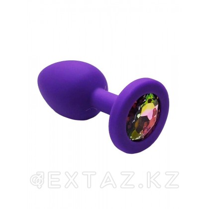 Анальная пробка из фиолетового силикона с кристаллом цвета радуги (размер S) от sex shop Extaz