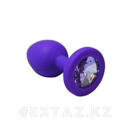 Анальная пробка из фиолетового силикона с белым кристаллом (размер S) от sex shop Extaz
