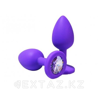 Анальная пробка из фиолетового силикона с белым кристаллом (размер S) от sex shop Extaz фото 2