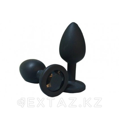 Анальная пробка из чёрного силикона с черным кристаллом (размер S) от sex shop Extaz фото 2