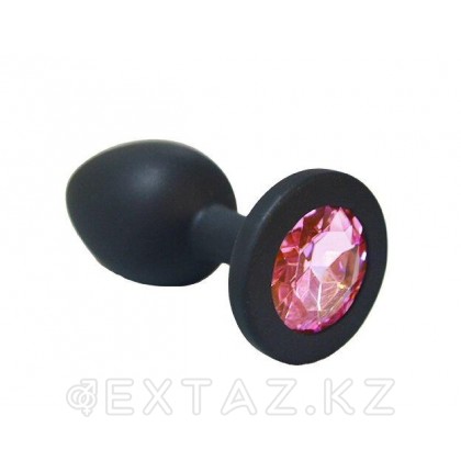 Анальная пробка из чёрного силикона с розовым кристаллом (размер S) от sex shop Extaz