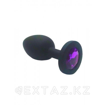 Анальная пробка из чёрного силикона с фиолетовым кристаллом (размер S) от sex shop Extaz