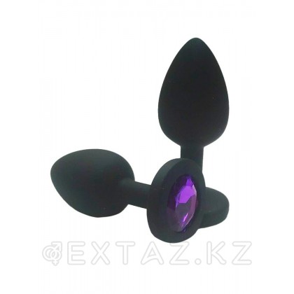 Анальная пробка из чёрного силикона с фиолетовым кристаллом (размер S) от sex shop Extaz фото 2