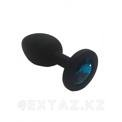 Анальная пробка из чёрного силикона с бирюзовым кристаллом (размер S) от sex shop Extaz