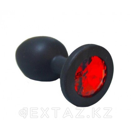 Анальная пробка из чёрного силикона с красным кристаллом (размер S) от sex shop Extaz