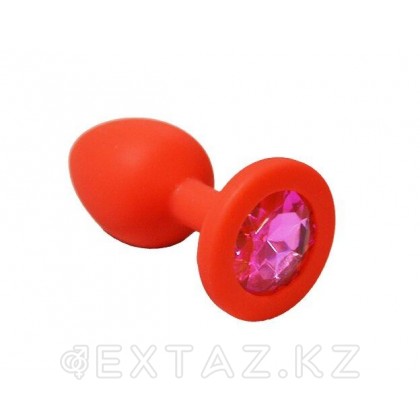 Анальная пробка из красного силикона с розовым кристаллом (размер S) от sex shop Extaz