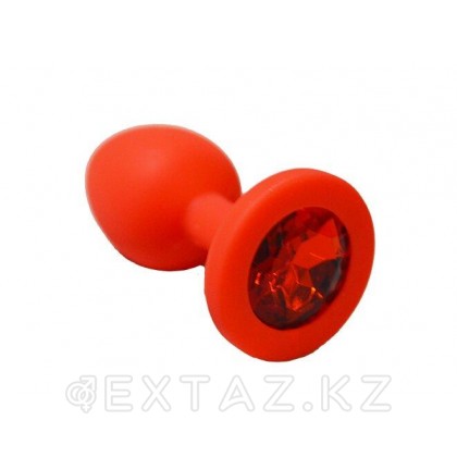 Анальная пробка из красного силикона с красным кристаллом (размер S) от sex shop Extaz