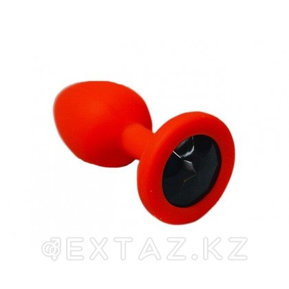 Анальная пробка из красного силикона с черным кристаллом (размер S) от sex shop Extaz
