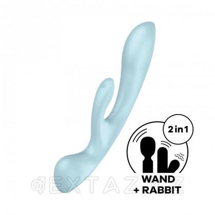Вибратор-кролик Satisfyer Triple Oh светло-голубой от sex shop Extaz