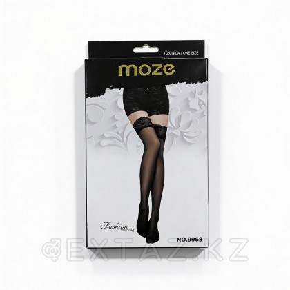 Чулки женские с ажурной резинкой (черный) от sex shop Extaz фото 2