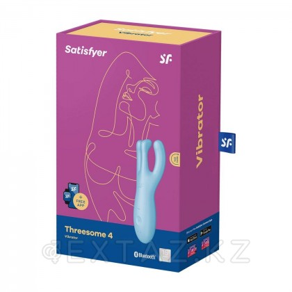 Клиторальный вибростимулятор Satisfyer Threesome 4 Connect App голубой от sex shop Extaz фото 4