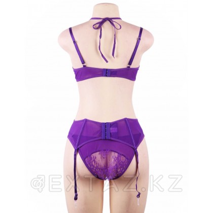 Комплект белья лиловый: бра, стринги и пояс с ремешками (размер XS-S) от sex shop Extaz фото 6
