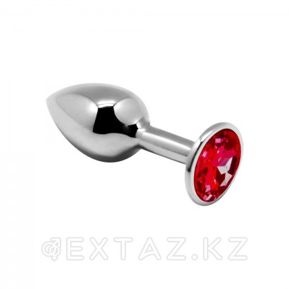 Маленькая металлическая анальная пробка с красным кристаллом Anal Pleasure от Alive (M: 8*3,4 см.) от sex shop Extaz