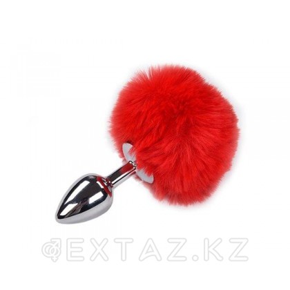 Металлическая анальная пробка с красным хвостиком Fluffy от Alive (7*3,2 см.) от sex shop Extaz