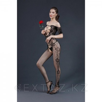 Боди сетка с принтом роз от Moonlight модель №10 черная от sex shop Extaz