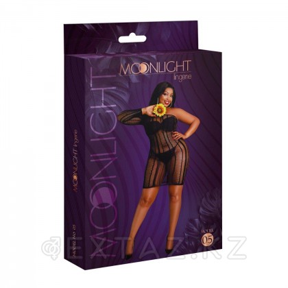 Сексуальное платье-сетка в полоску от Moonlight модель № 05 черное (plus size) от sex shop Extaz фото 2