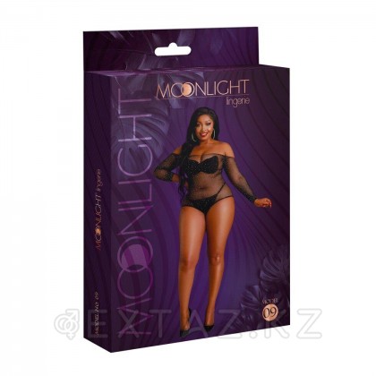 Боди со стразами от Moonlight модель № 09 черное (plus size) от sex shop Extaz фото 3