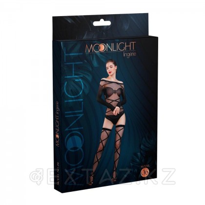 Комплект боди и чулки в полоску от Moonlight модель 06 черные от sex shop Extaz фото 2
