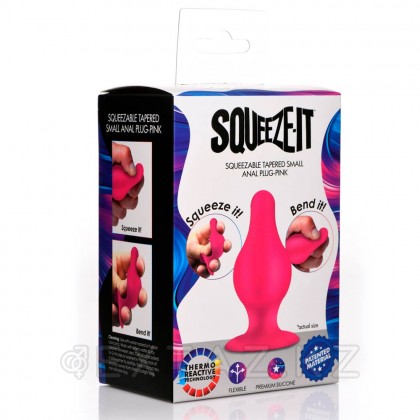 Мягкая гибкая анальная пробка Squeeze-It Squeezable Tapered Small Anal Plug, S, розовый,  7.4х3.6 см от sex shop Extaz фото 4