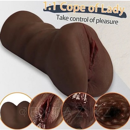 Компактный двойной мастурбатор реалистичного вида 2 (коричневый) от sex shop Extaz фото 2