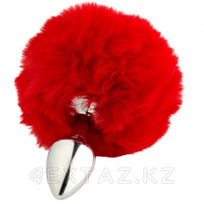 Металлическая анальная пробка с красным хвостиком Fluffy от Alive (7*3,2 см.) от sex shop Extaz фото 4
