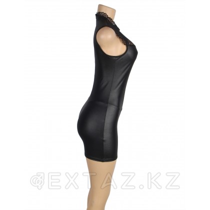 Кожаное платье с кружевом на груди (+ стринги, XS-S) от sex shop Extaz фото 8