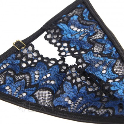 Комплект белья: корсет с подвязками и стрингами черно-синий (размер M-L) от sex shop Extaz фото 6
