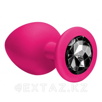 Анальная втулка силиконовая розовая с черным кристаллом от sex shop Extaz фото 3