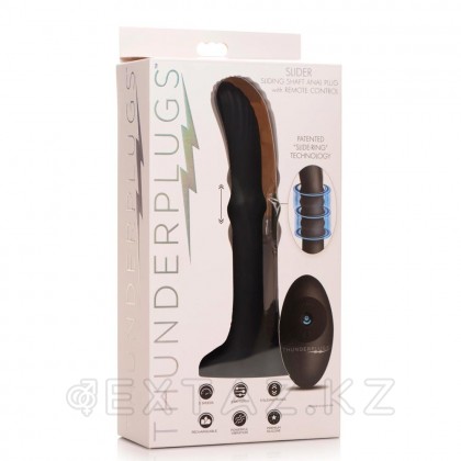 Thunderplugs Slider Sliding Shaft Anal Plug - анальный вибромассажер с движущимся кольцом, 19.8х3.8 см (чёрный) от sex shop Extaz фото 6