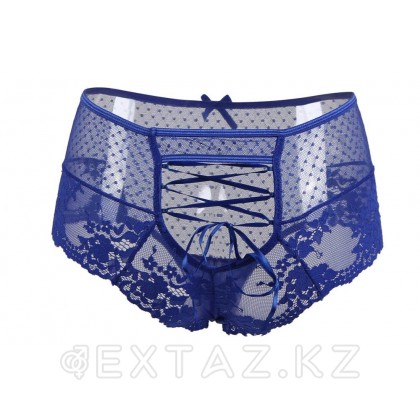 Трусики на высокой посадке Lace Strappy синие (размер XS-S) от sex shop Extaz фото 3
