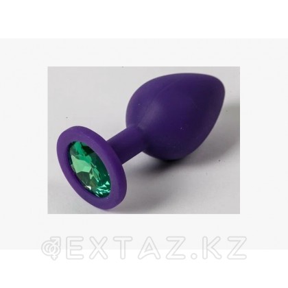 Анальная пробка из фиолетового силикона с бирюзовым кристаллом (размер S) от sex shop Extaz фото 2