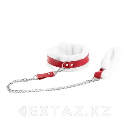 Ошейник из натуральной кожи с нежным мехом Red от sex shop Extaz