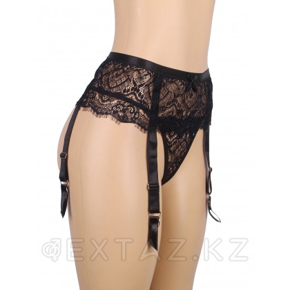 Кружевные трусики с поясом и подвязками для чулок черные Tender (XL) от sex shop Extaz фото 3