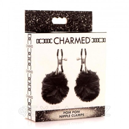 Зажимы для сосков Charmed Pom Pom Nipple Clamp, черный, 11.4 см от sex shop Extaz фото 4