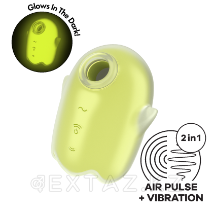 Мини-вибратор с воздушной стимуляцией Satisfyer Glowing Ghost зеленый (светится в темноте) от sex shop Extaz