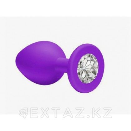 Анальная пробка из фиолетового силикона с белым кристаллом (размер S) от sex shop Extaz фото 3